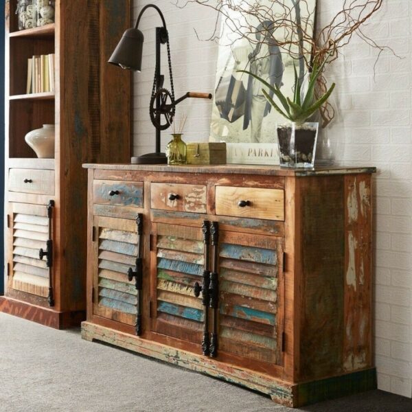 Reclaimed Nirvana Solid Wood 3 Drawers 3 Shelf Sideboard
