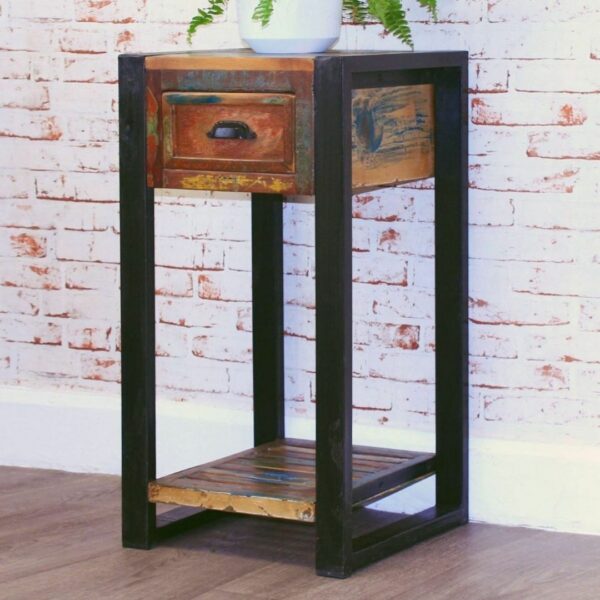Reclaimed Nirvana Solid Wood 1 Drawer Side Table