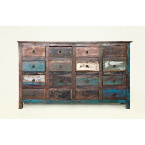 Reclaimed Nirvana boat timber 16 drawer chest buffet sideboard