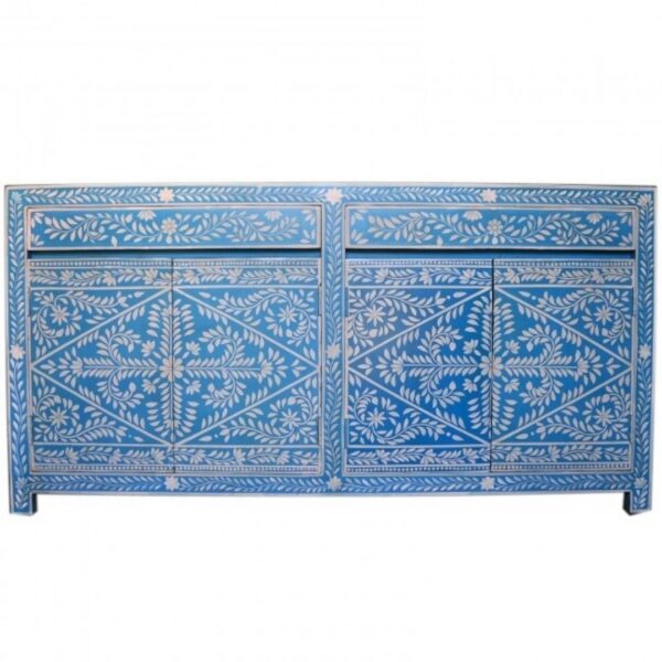 Hand Painted Pandora Bone Inlay Sideboard With 2 Drawers and 4 Shelf