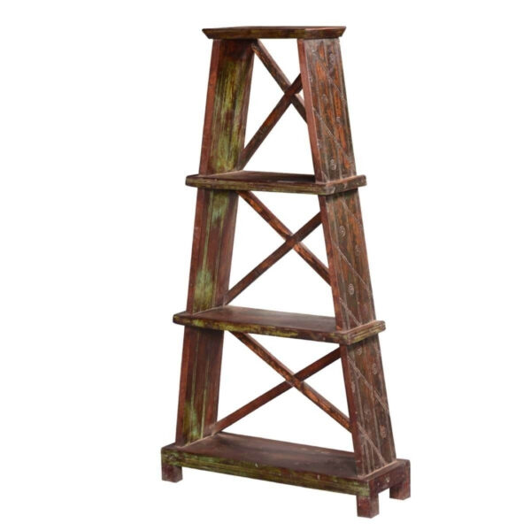 Modern Shutter X Design Wood 3 Open Shelf Bookcase Natural Medium