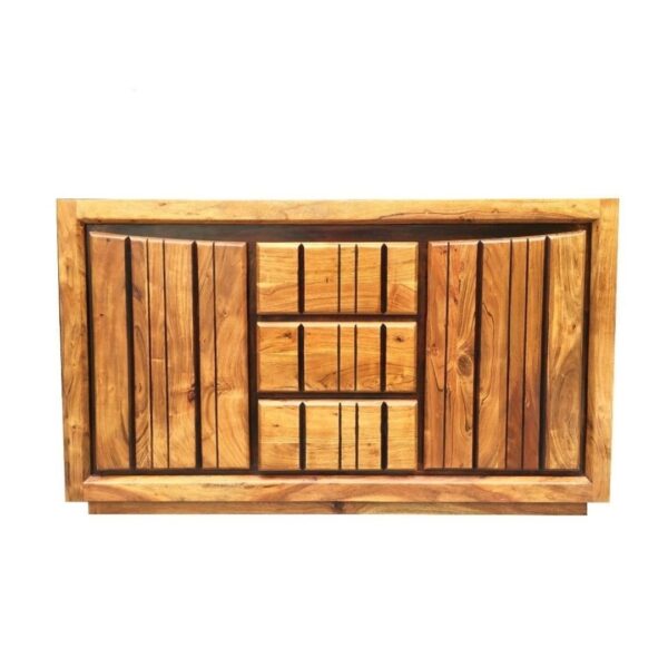 Modern Shutter Solid Wood 2 Doors 3 Drawers Sideboard