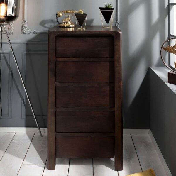 Modern Bonnat Solid Wood Chocolate Tall Chest Of Dresser