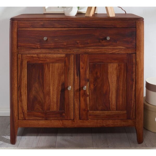 Classic Evergreen Teak Wood Elegant 1 Drawer 2 Doors Sideboard Cabinet