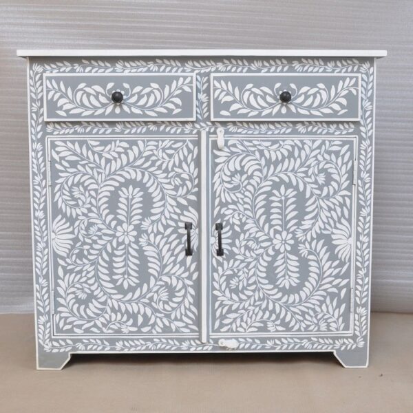Hand Painted Pandora Bone Inlay Sideboard With 2 Drawers and 2 Shelf