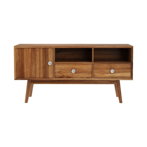 Modern Bonnat Solid Wood Natural TV Unit With 1 Door and 2 Drawers and 2 Shelf