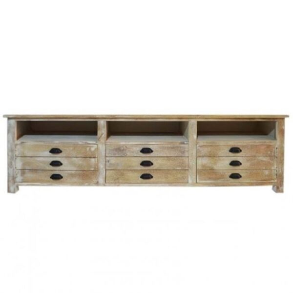 Modern Boston Solid Wood TV Stand Entertainment Unit With 3 Shelves And 9 Drawers