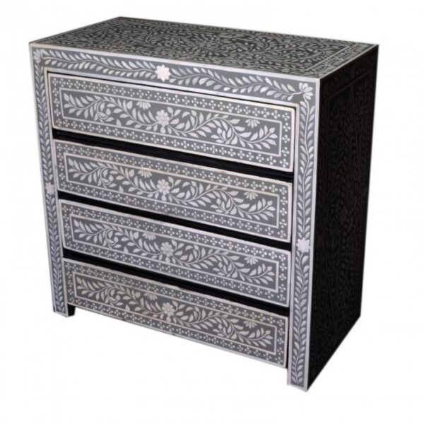 Hand Painted Pandora Bone Inlay Chest of Drawer With 4 Drawers