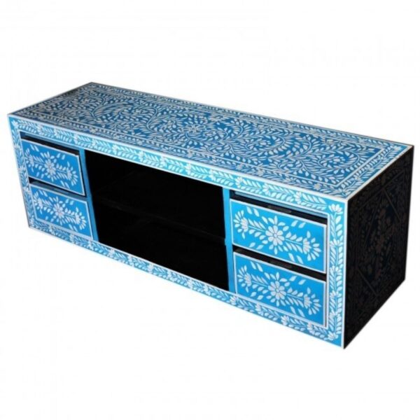 Hand Painted Pandora Bone Inlay 4 Drawer TV Unit