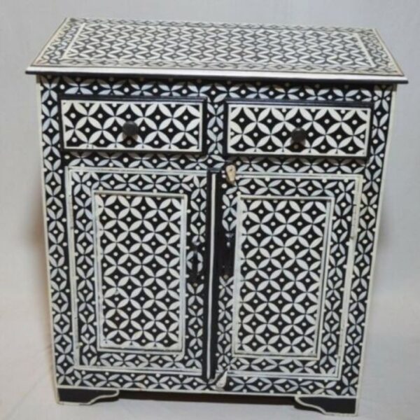 Hand Painted Pandora Bone Inlay Sideboard With 2 Drawers and 2 Shelf