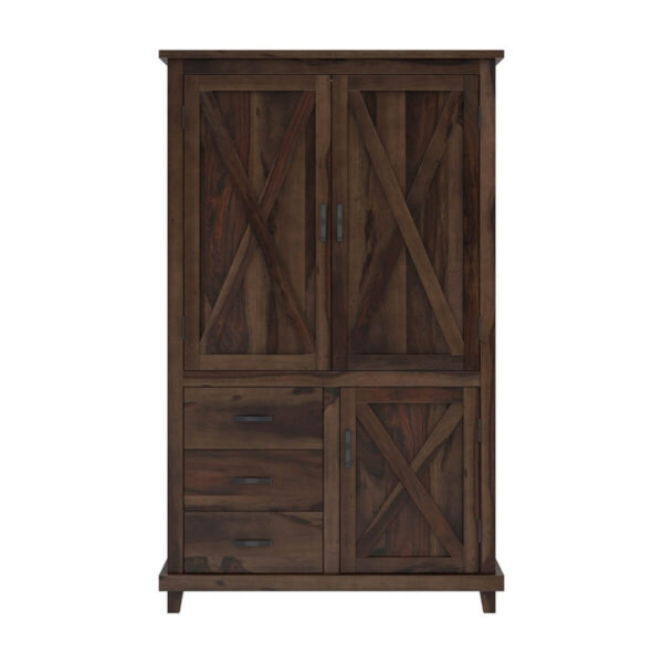 Modern Shutter X Design Farmhouse Solid Wood Large Clothing Cabinet