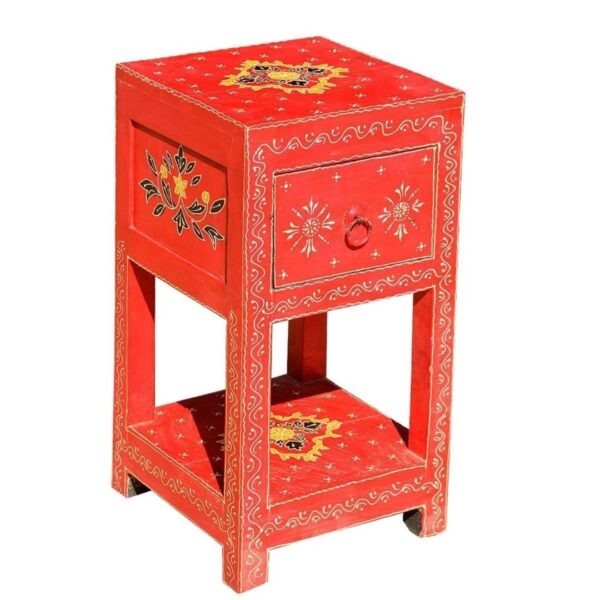 Hand Painted Pandora Small Red Side Table