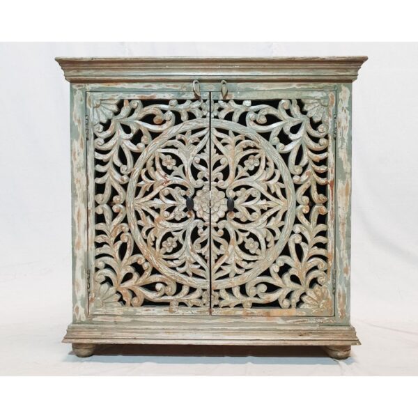 Hand Carved Darbar Indian Wooden Sideboard With Doors
