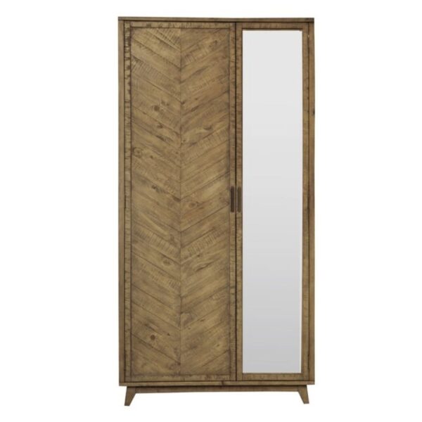 Modern Boston Solid Wood Wardrobe Cabinet Pantry With Mirror