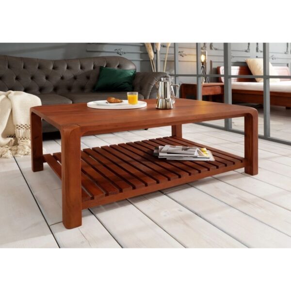 Modern Bonnat Solid Wood Brown Coffee Table