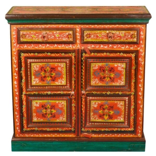 Hand Painted Pandora 2 Drawer Buffet Cabinet With 2 Drawers and 2 Shelf