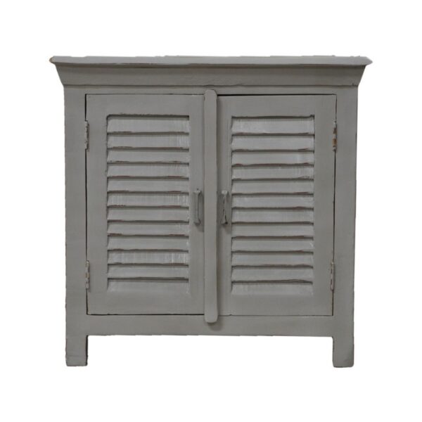 Modern Shutter Solid Wood Small Cabinet Sideboard Grey 2 Door