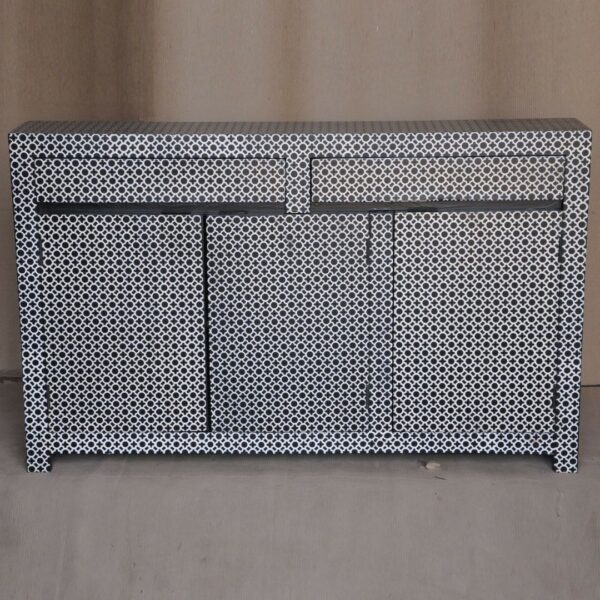 Hand Painted Pandora Bone Inlay Sideboard With 2 Drawers and 4 Shelf