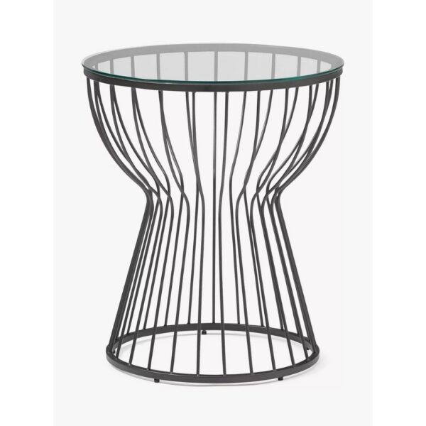 Industrial Metal Factory Solid Wood Bedside Table With Glass Top