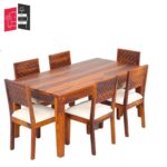 teak wood 6 seater dining table