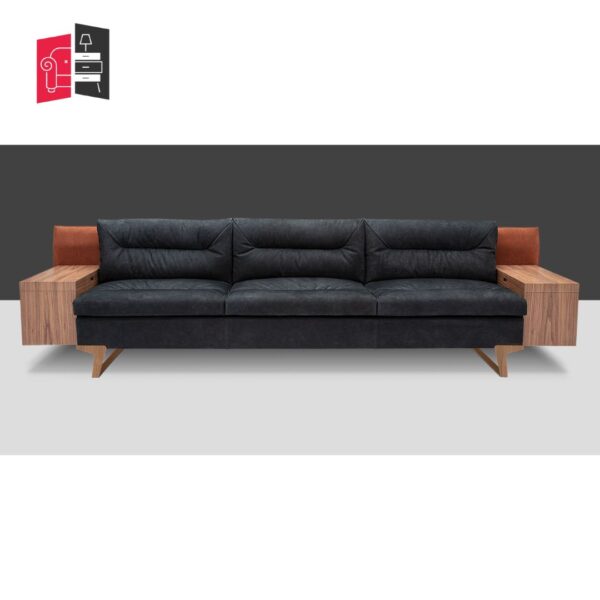 Modern Solid Wood Natural Benzer Black Sofa
