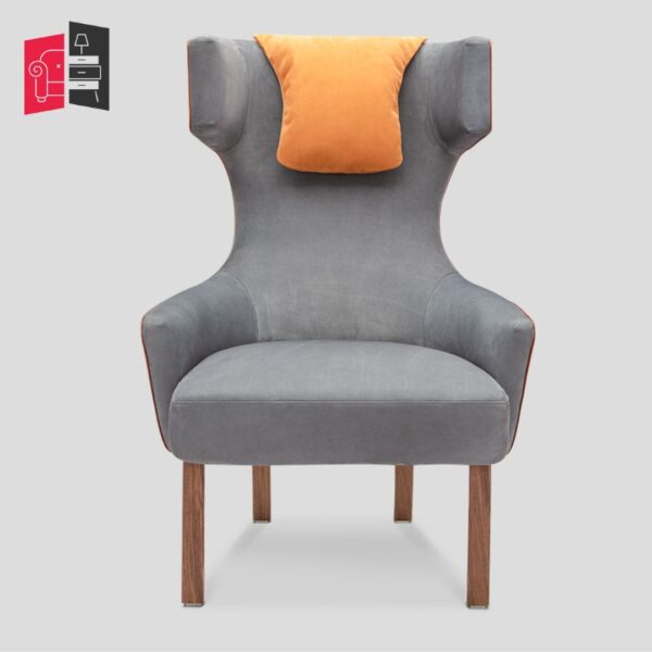 Modern Solid Wood Brown Leather Awesome Armchair