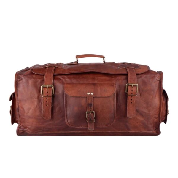 Men's Full Grain Personalized Leather Flap Duffel Bag, Overnight Weekender Bag, Travel Bag For Men & Women | Gift For Him | Gift For Her